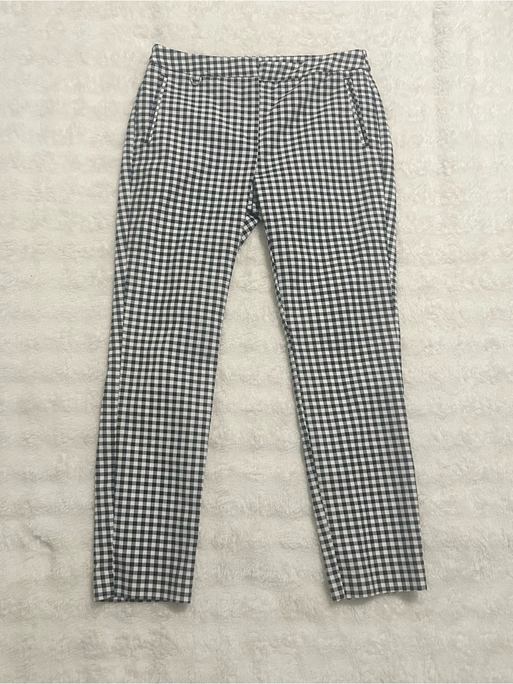 Adrianna Papell Black White Gingham Check Ankle Pants Size 6